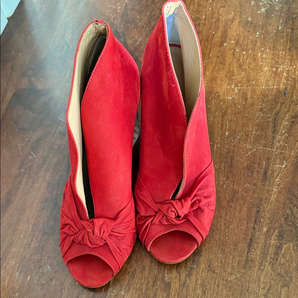Chic Red Peep-Toe Heels